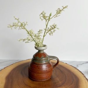 Artisan Pottery Stoneware Bud Flower Vase with Handle